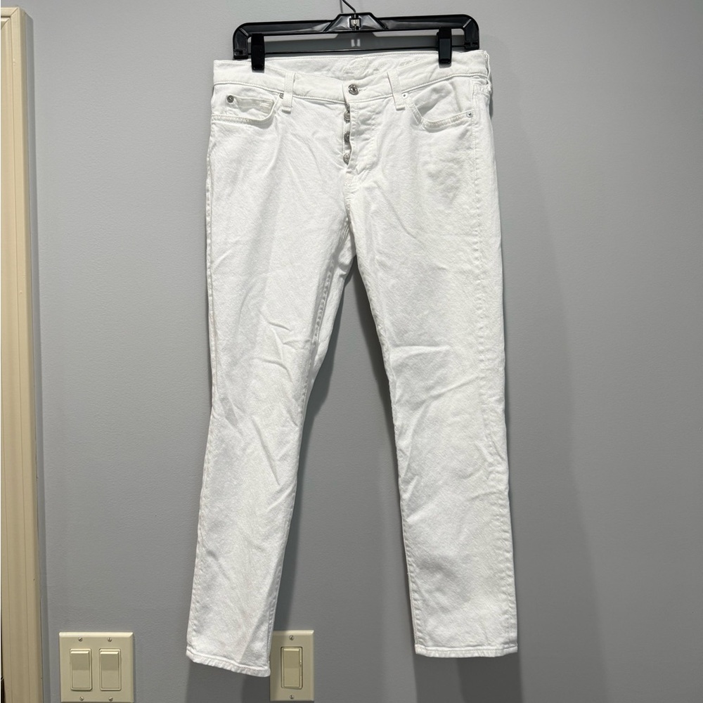 7 For All Mankind Women's Crisp White Cropped Jeans